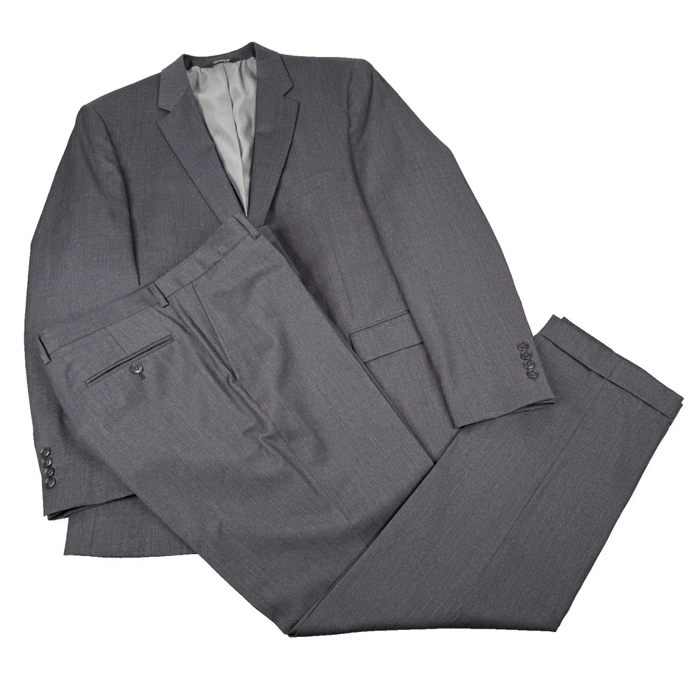 Jos A Bank Executive Suit Mens 44L 38W Charcoal Gray 100% Wool Tailored Fit
